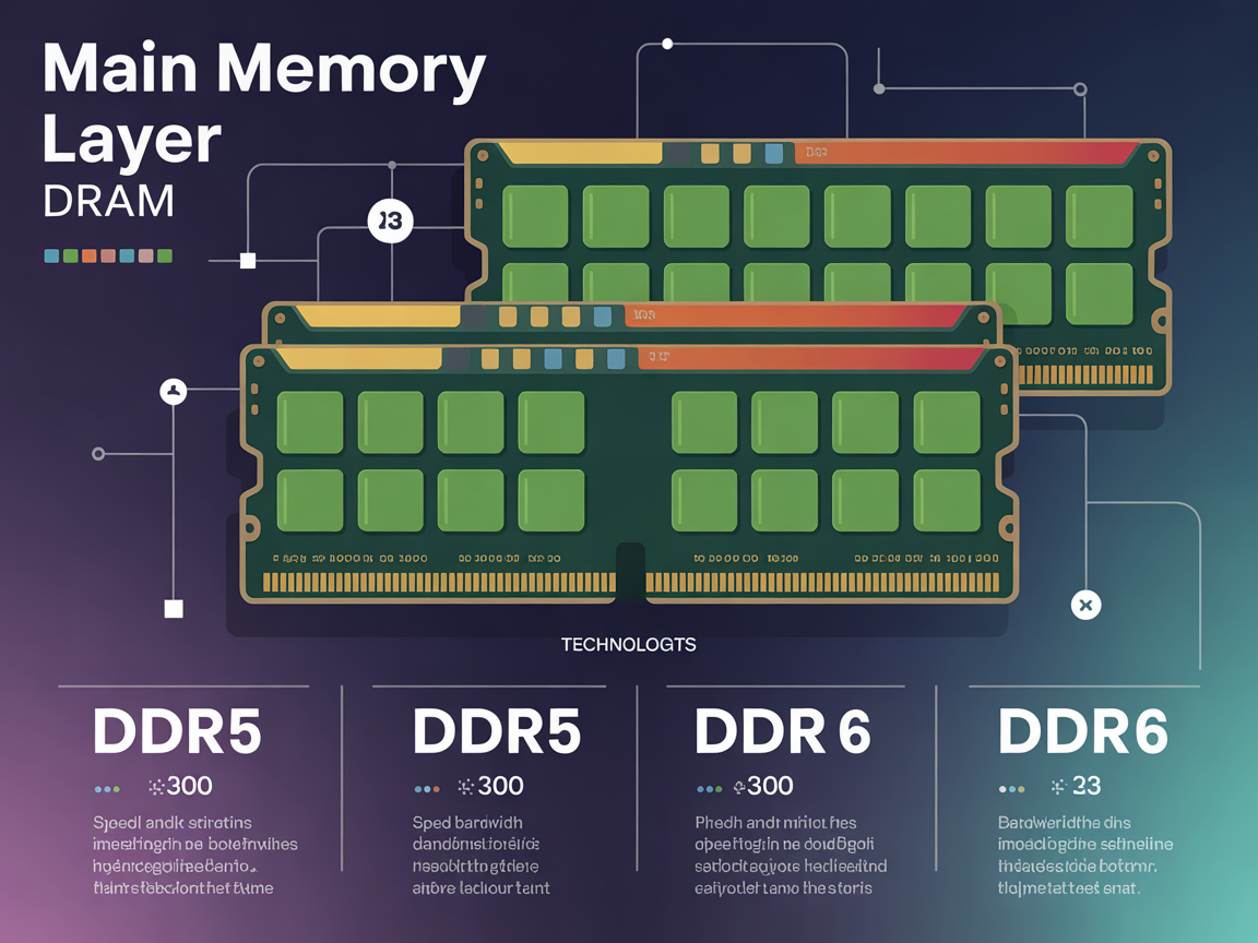DDR5와 DDR6 기술을 강조한 주기억장치 DRAM 이미지