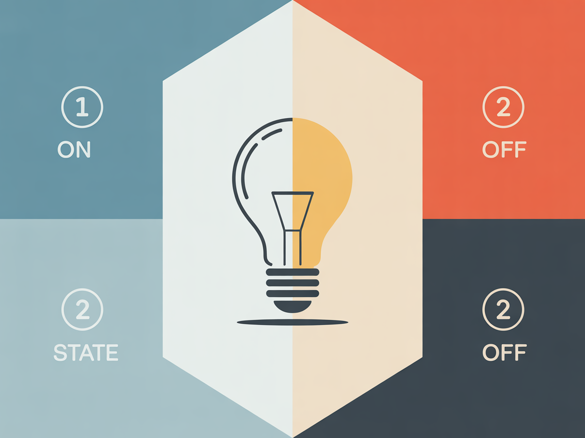 비트 단위를 나타내는 전구 하나 이미지, 켜짐과 꺼짐 두 상태를 표현