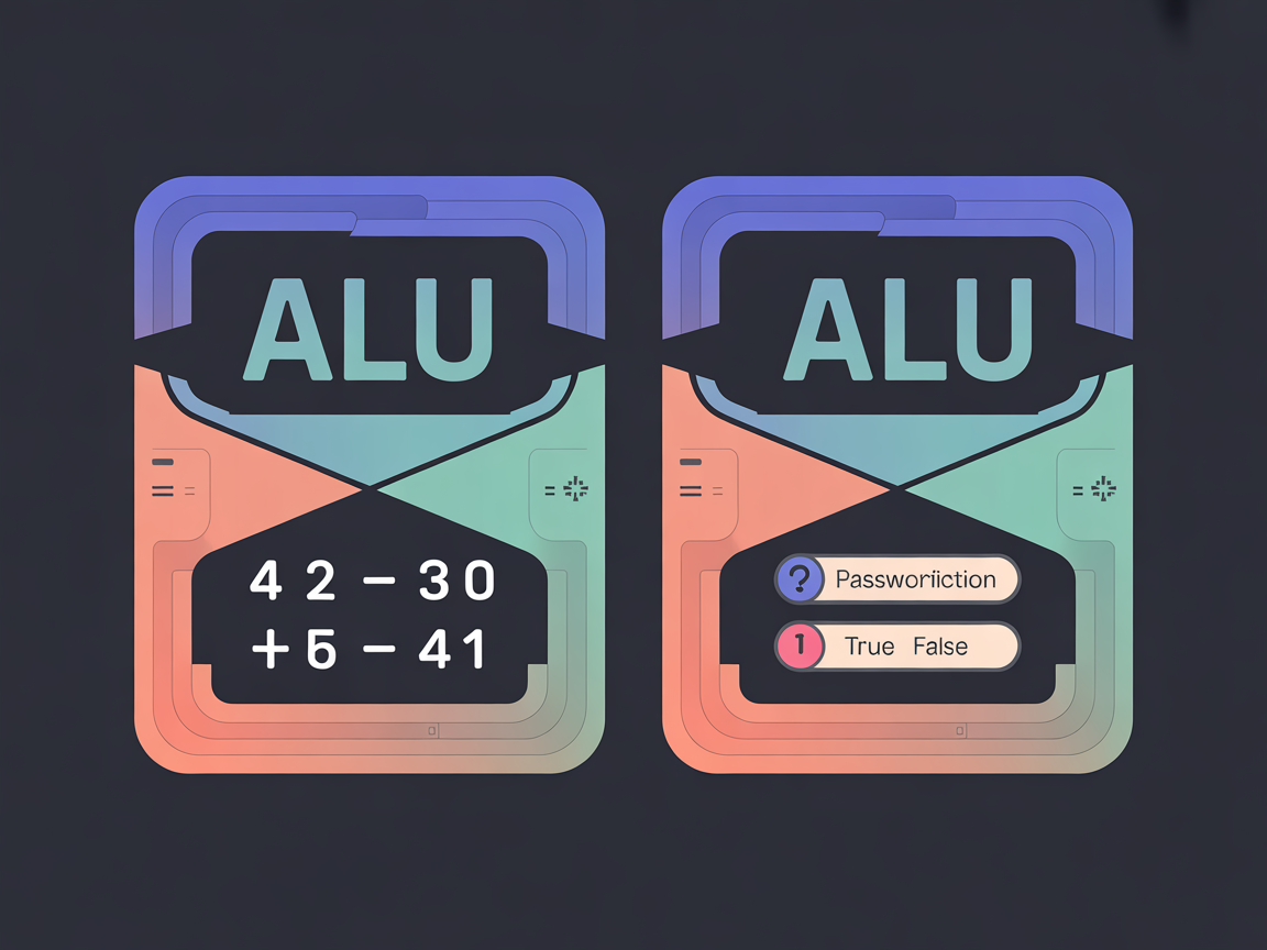ALU의 산술 연산과 논리 연산 기능을 보여주는 인포그래픽