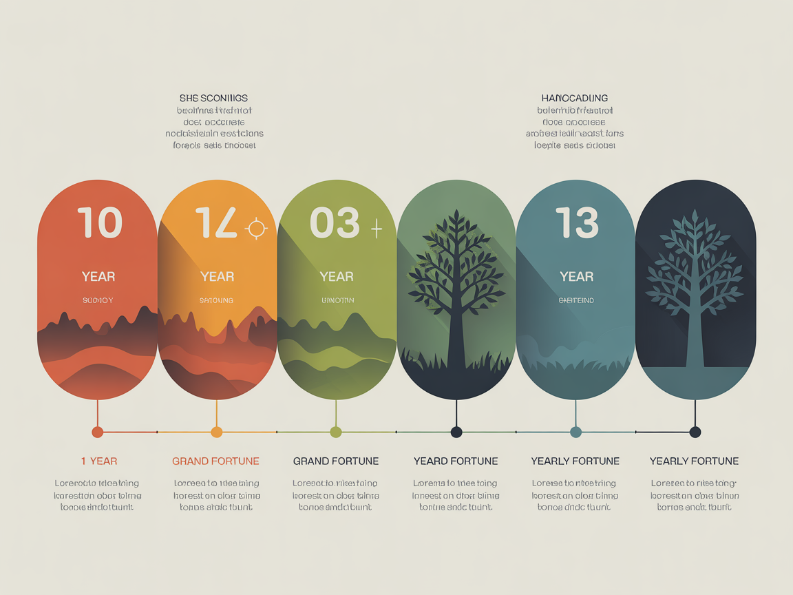 대운과 세운의 주기를 보여주는 현대적 타임라인 인포그래픽