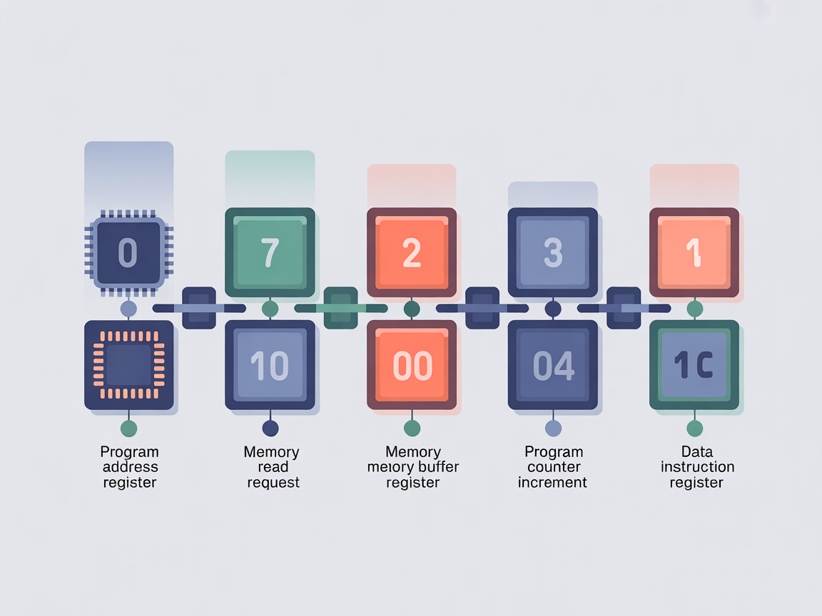 CPU 명령어 인출 과정을 단계별로 시각화한 디지털 인포그래픽