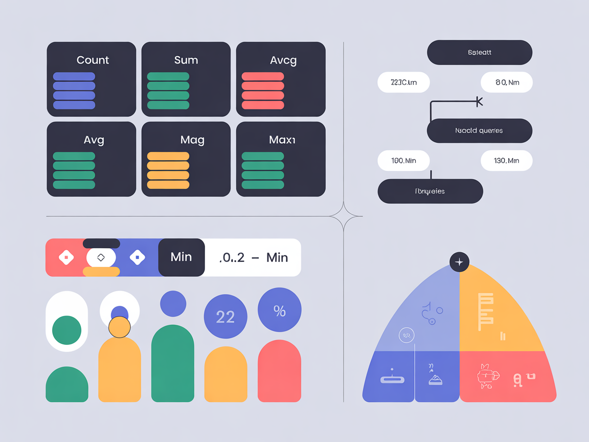 SQL 집계 함수와 서브쿼리를 시각적으로 설명한 이미지