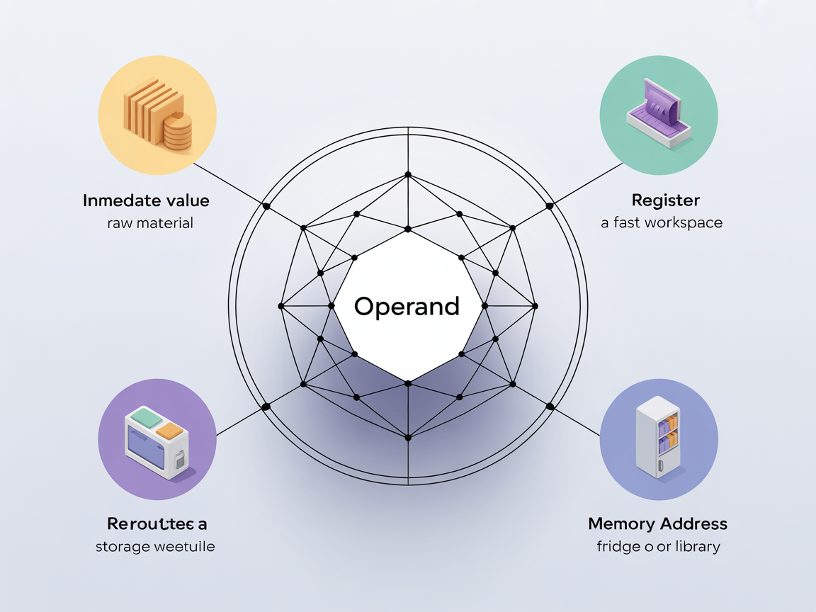 Operand의 세 가지 종류를 중심으로 표현한 현대적인 디지털 인포그래픽
