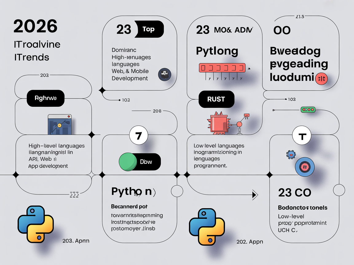 2026년 IT 트렌드와 초보자용 프로그래밍 언어 학습 로드맵 타임라인 인포그래픽 이미지