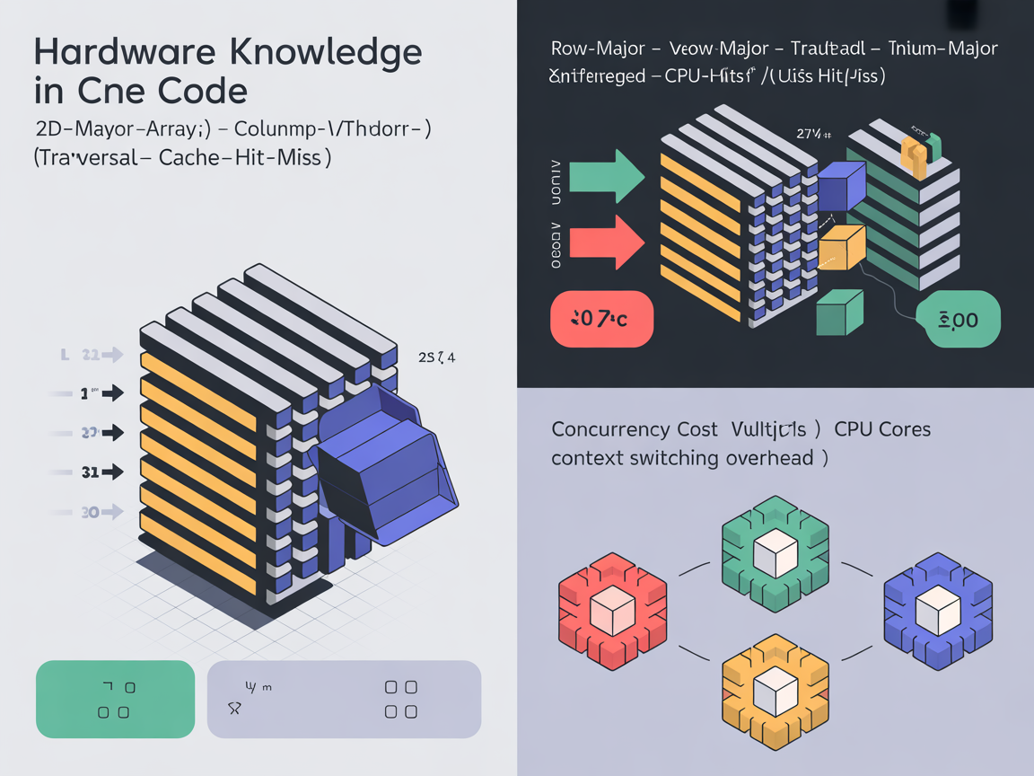 실무 코드에 적용하는 하드웨어 지식 예시, 배열 순회와 동시성 비용에 대한 인포그래픽