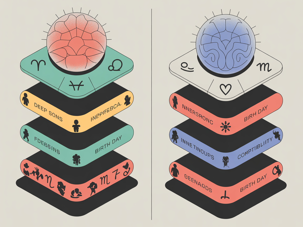 겉궁합과 속궁합의 차이를 나타내는 현대적인 디지털 인포그래픽
