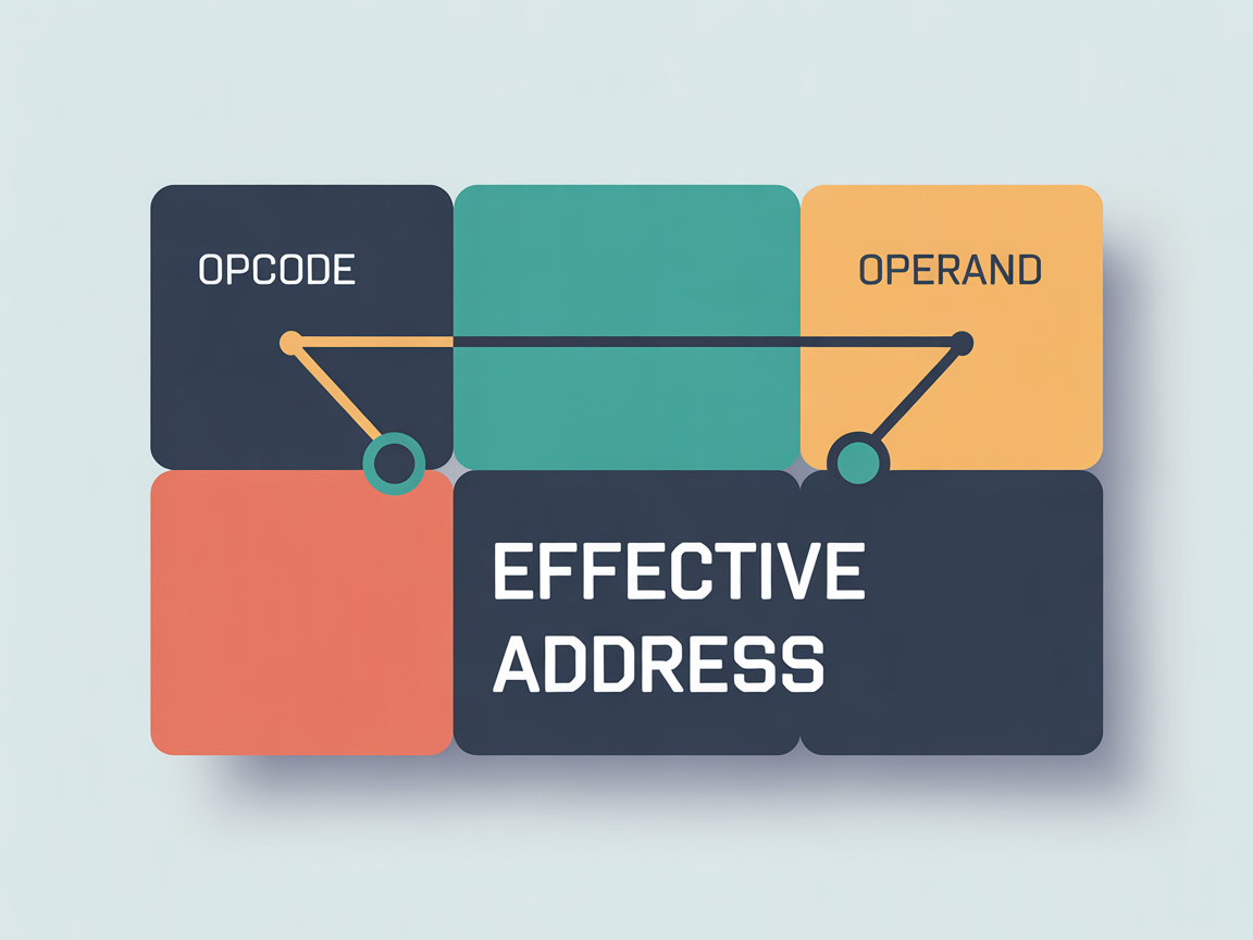 명령어 구조와 유효 주소를 나타내는 디지털 인포그래픽