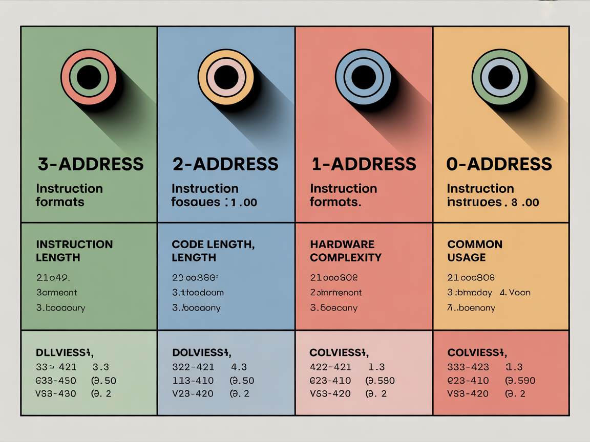 0~3 주소 명령어 형식별 장단점과 트레이드오프를 비교하는 인포그래픽 표