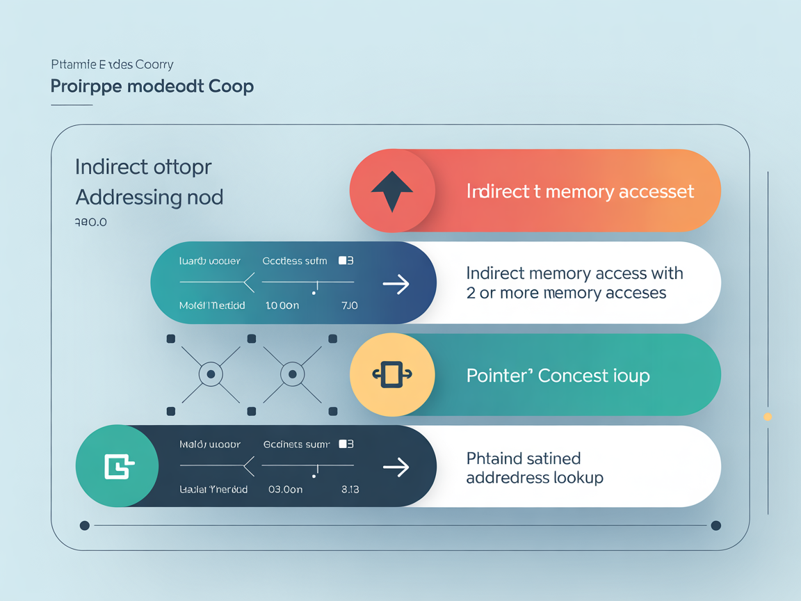 간접 주소 지정 방식을 설명하는 현대적인 디지털 인포그래픽