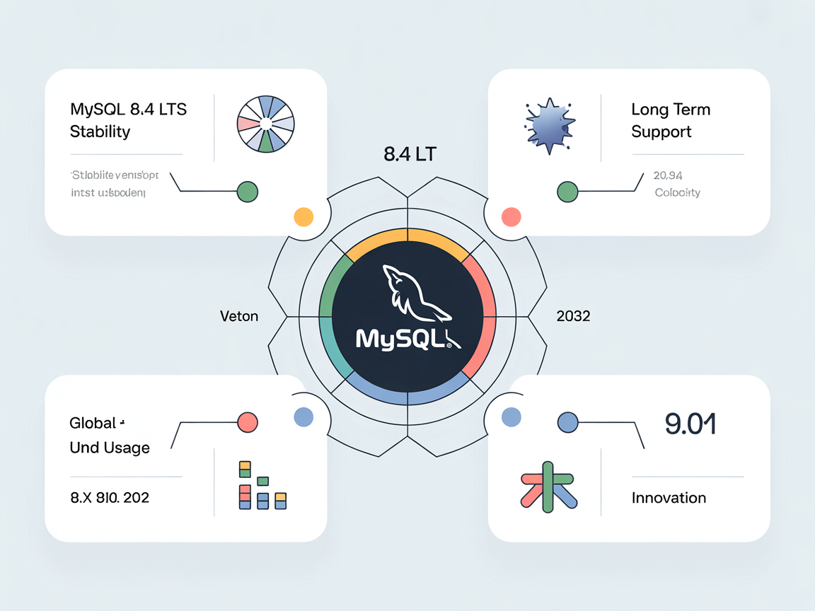 MySQL 8.4 LTS와 Innovation 버전의 차이를 보여주는 인포그래픽