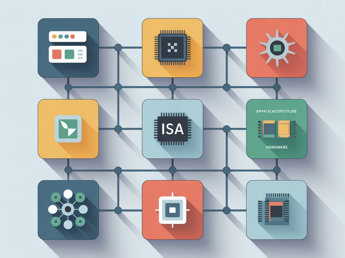 컴퓨터 시스템의 계층 구조를 보여주는 현대적인 디지털 인포그래픽