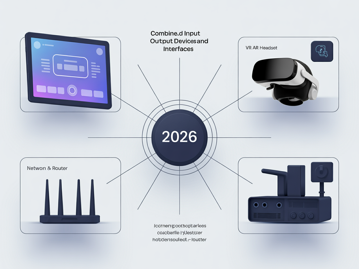 입출력 겸용 장치와 인터페이스를 설명하는 디지털 인포그래픽